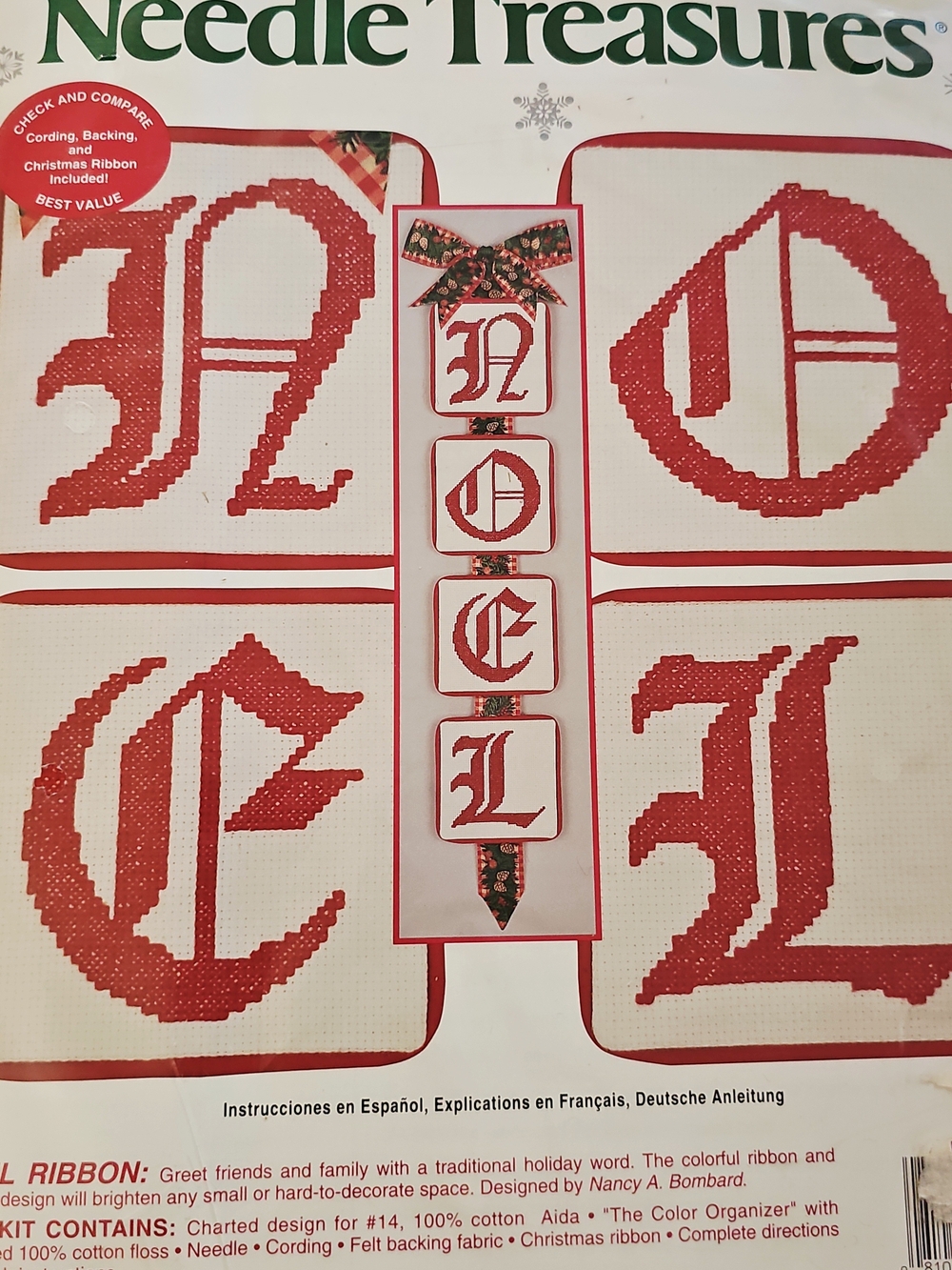 Noel Christmas Holiday Wall Hanging Decor Cross-Stitch Kit